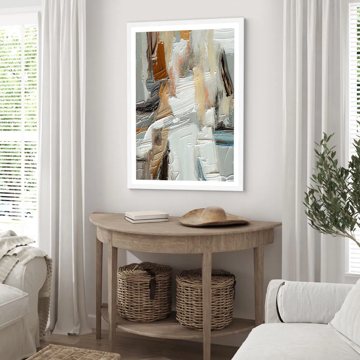 Plagát v bielom ráme - Farebné nahromadenie - 50x70 cm