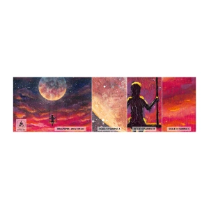 Vzorka samolepiacej fototapety Deluxe Sticker - Stavať si vzdušné zámky - Abstrakcia, Fantázia, Mesiac - 100x30 cm
