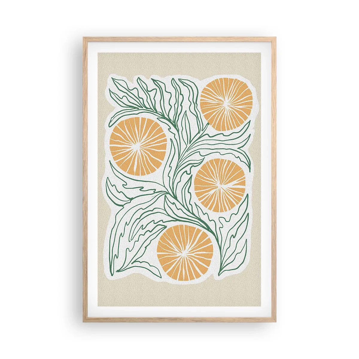 Plagát v ráme zo svetlého duba - Etnicky s abstraktným nádychom - 61x91 cm