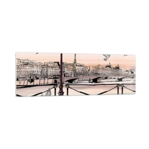 Obraz na skle - Nad strechami Paríža - 160x50 cm
