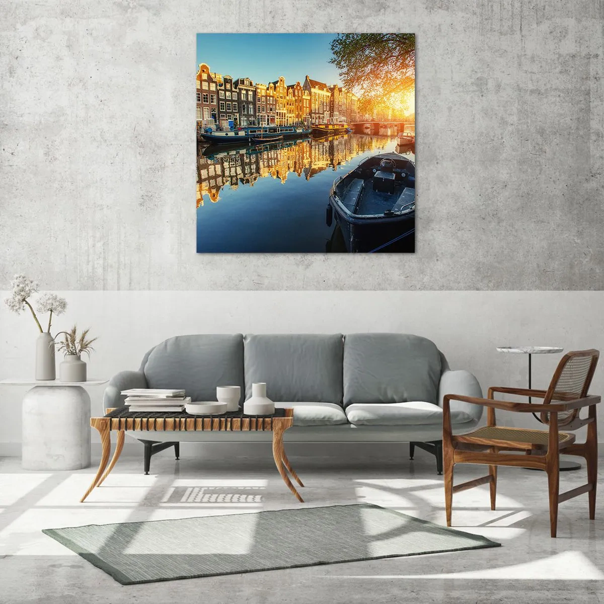 Obraz na skle - Ráno v Amsterdame - 70x70 cm