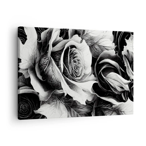 Obraz na plátne - Čiernobiele ruže v elegantnej kompozícii - 70x50cm - Navždy kráľovná - Moderná nástenná dekorácia do obývacej izby a spálne ARTTOR