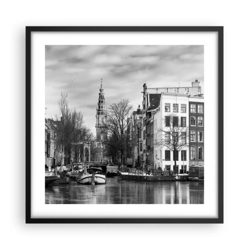 Plagát v čiernom ráme - Amsterdamské vibrácie - 50x50 cm