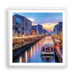 Plagát v bielom ráme - Večer plný svetla a zábavy - 60x60 cm