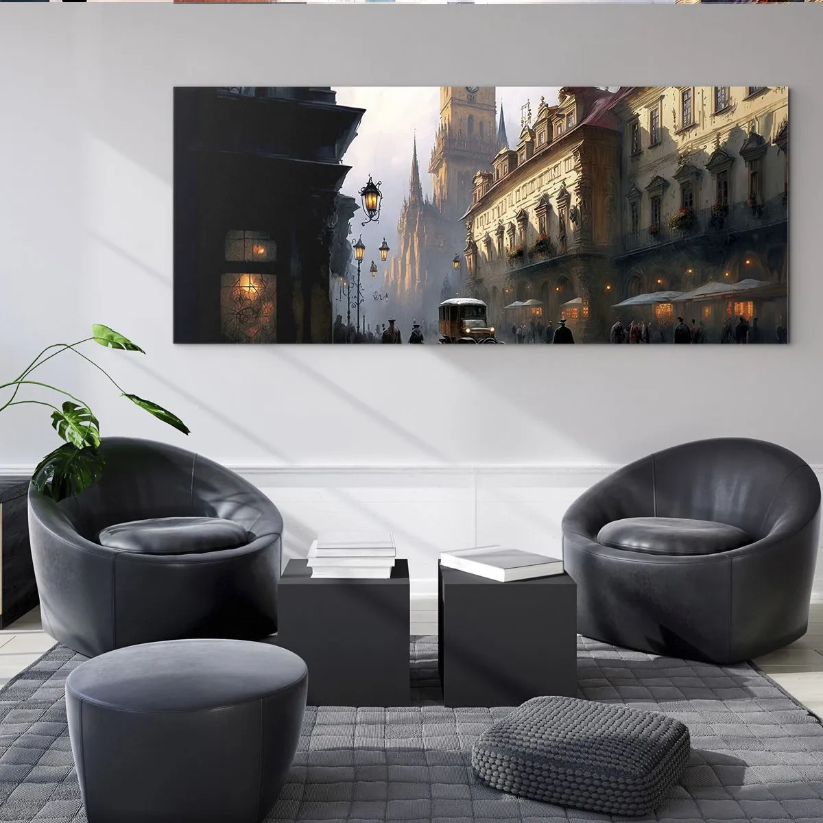 Obraz na skle - Kúzlo pražského večera - 100x40 cm