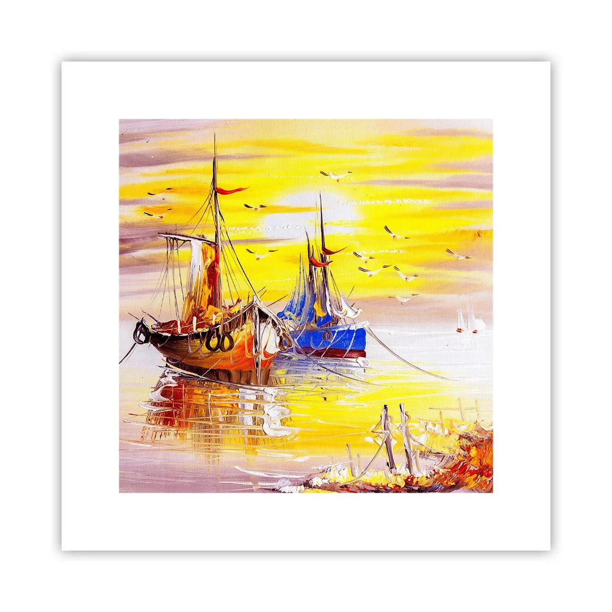Plagát - Zaslúžený odpočinok v prístave - 30x30 cm