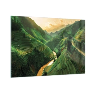 Obraz na skle - Vietnamské údolie - 100x70 cm