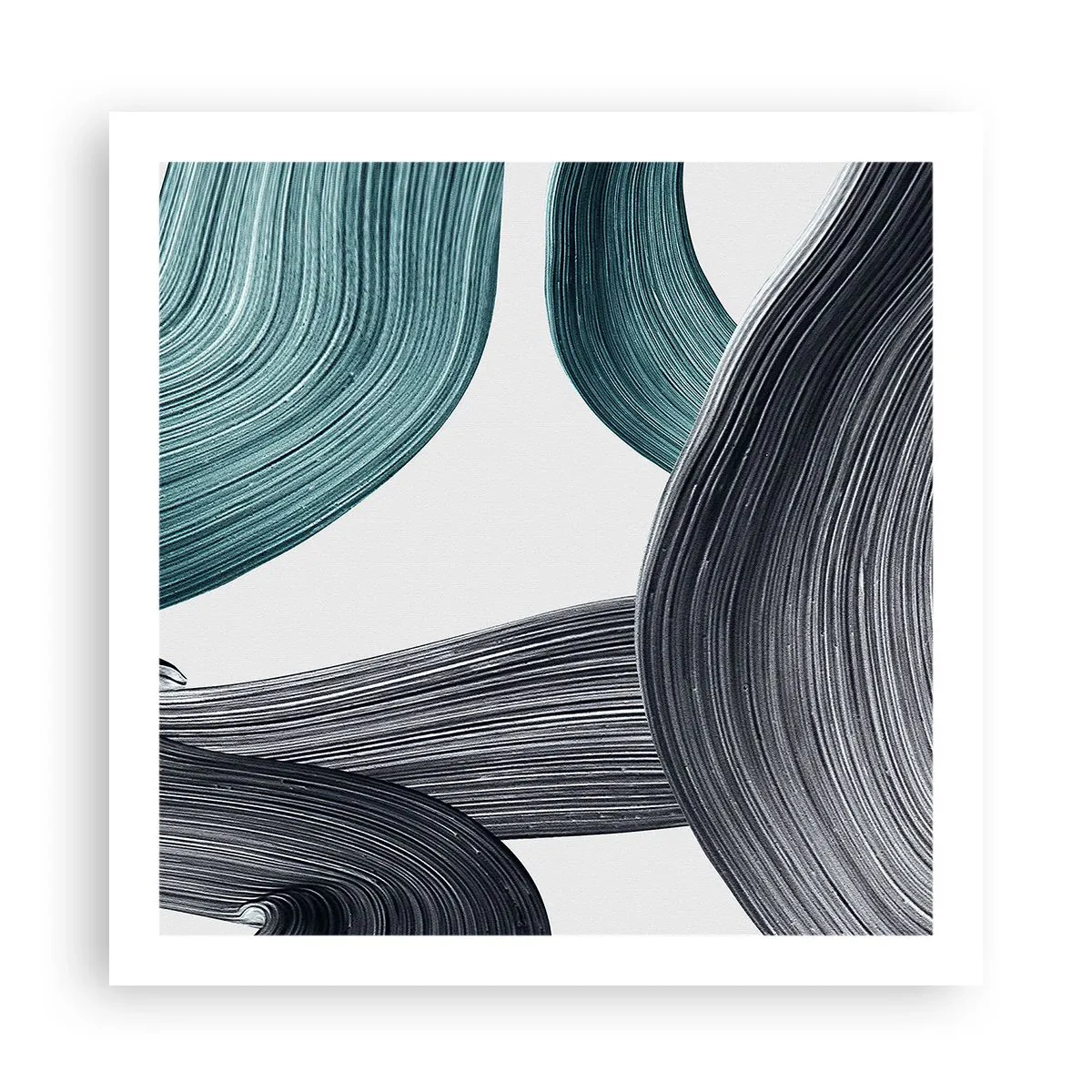 Plagát - Smaragdové a čierne vlny - 60x60 cm
