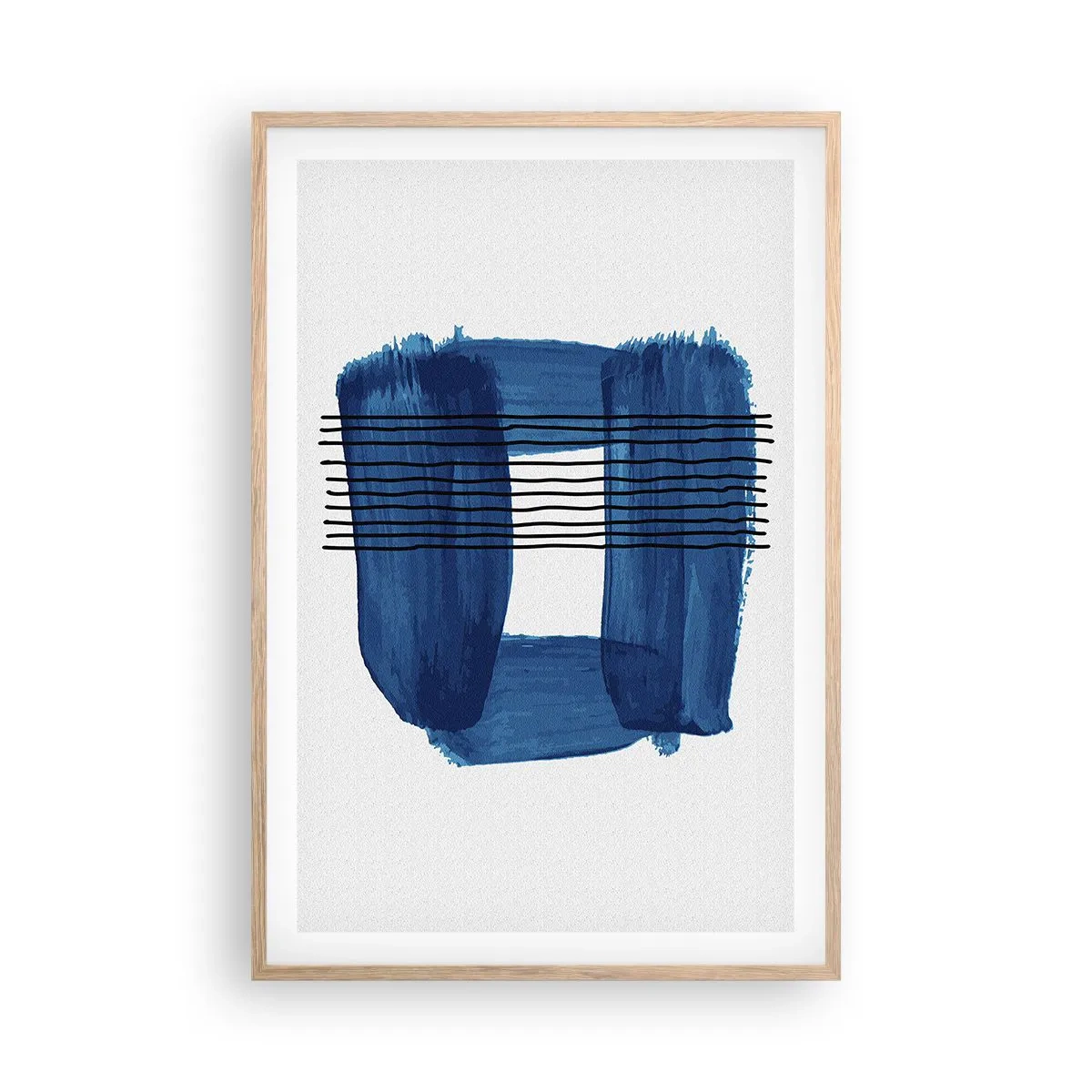 Plagát v ráme zo svetlého duba - Modročierna kompozícia - 61x91 cm