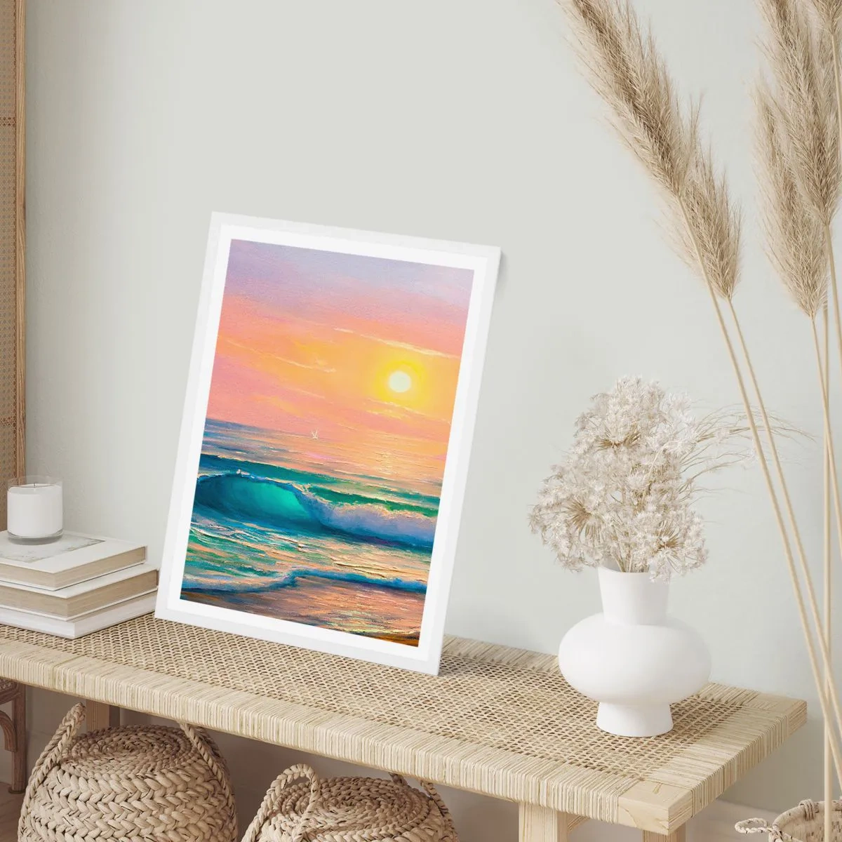 Plagát v bielom ráme - Tyrkysová pieseň vĺn - 50x70 cm