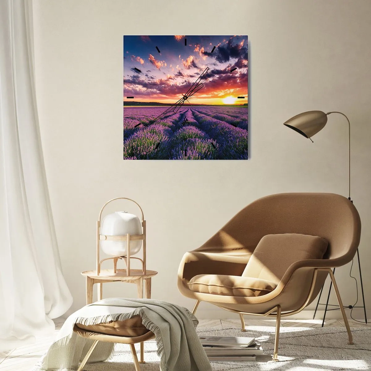 Nástenné hodiny - Levanduľový svet - 30x30 cm