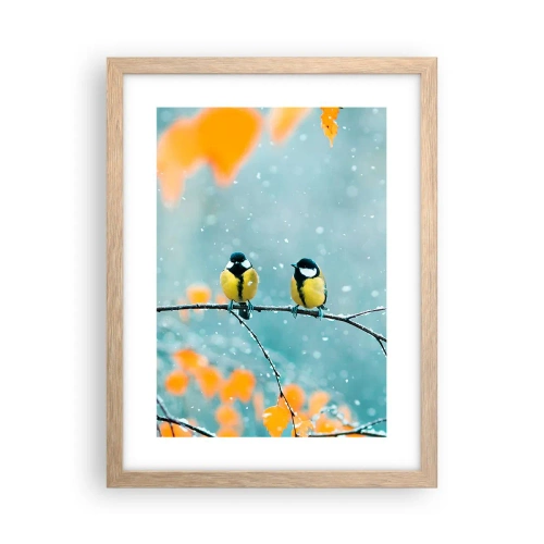 Plagát v ráme zo svetlého duba - Vtáčie klebety - 30x40 cm