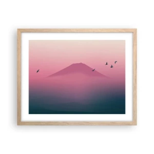 Plagát v ráme zo svetlého duba - Pútnici nad oblakmi - 50x40 cm