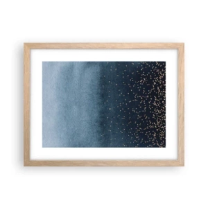 Plagát v ráme zo svetlého duba - Kompozícia – modrej fázy - 40x30 cm