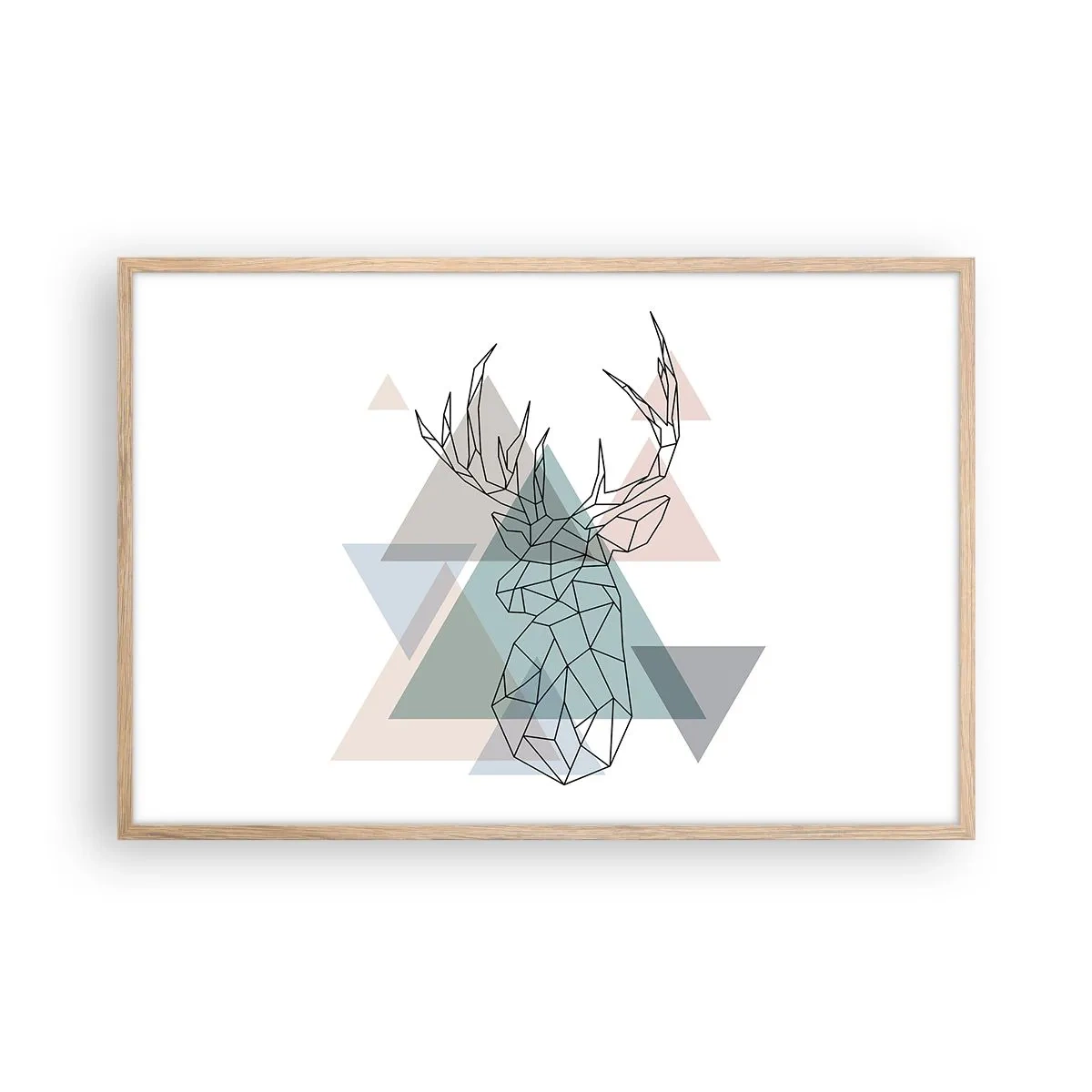 Plagát v ráme zo svetlého duba - V geometrickom lese - 91x61 cm