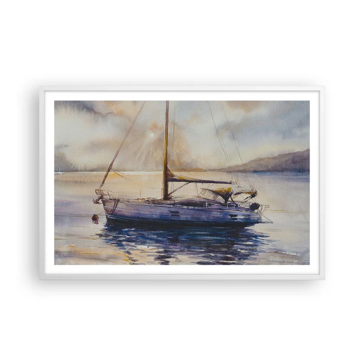 Plagát v bielom ráme - Večer v zátoke - 91x61 cm