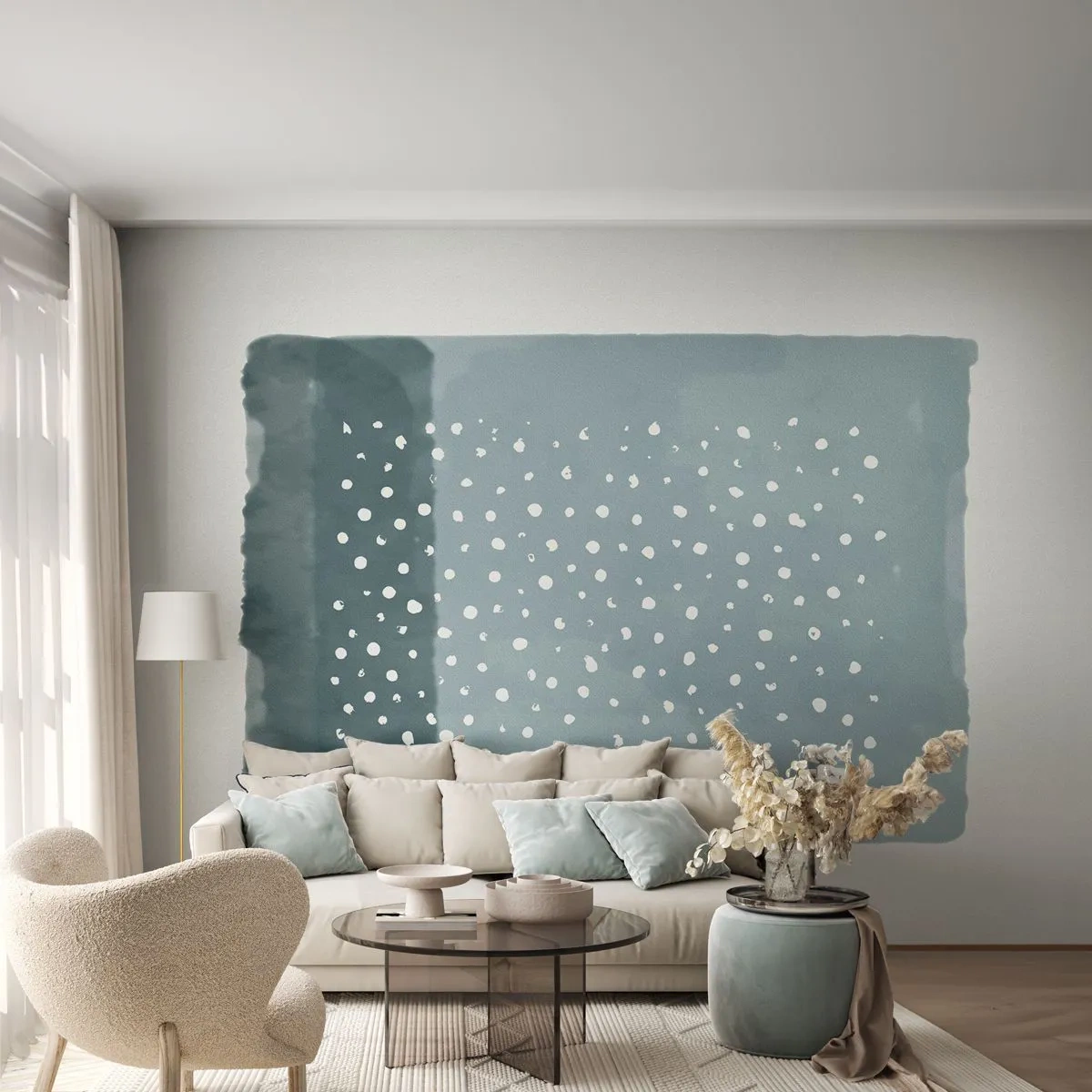 Fototapeta Premium Sand - Pestované na modrej - Abstrakcia, Kus, Minimalizmus - 150x105 cm