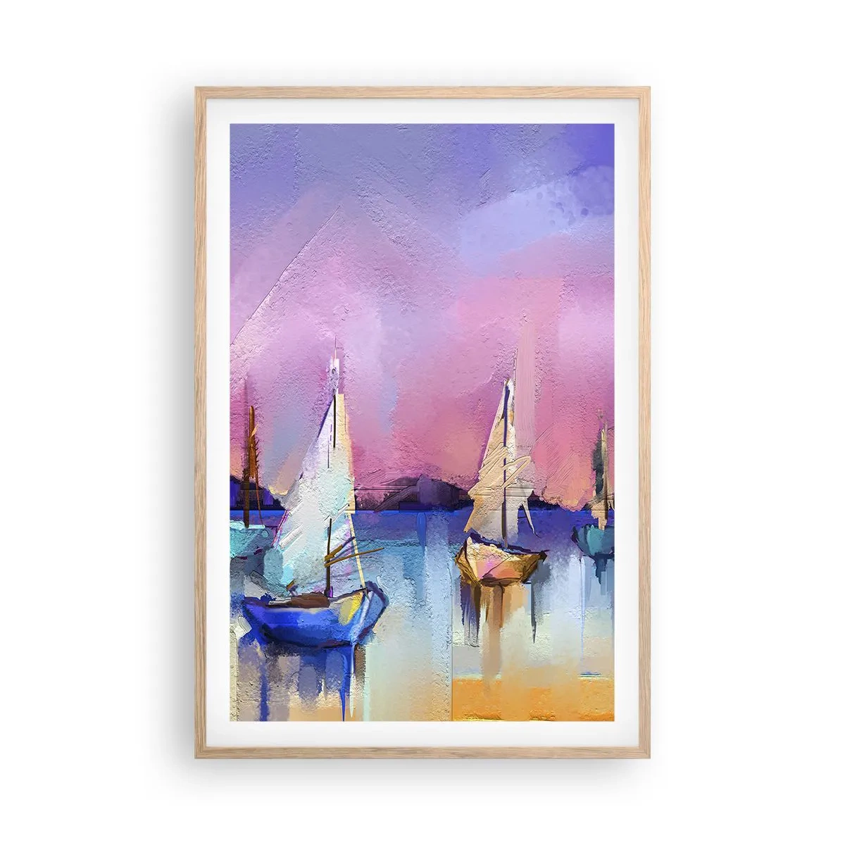 Plagát v ráme zo svetlého duba - Smer: široká voda - 61x91 cm