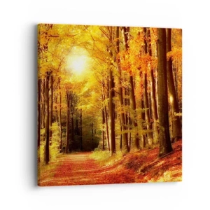 Obraz na plátne - Zlatá jeseň na lesnej ceste - 40x40 cm