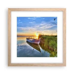 Plagát v ráme zo svetlého duba - Zátoka splnených snov - 30x30 cm