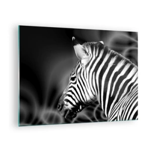 Obraz na skle - Zebra v čiernobielej estetike - 70x50cm - Biele je biele a čierne je čierne - Moderná nástenná dekorácia do obývacej izby a spálne ARTTOR
