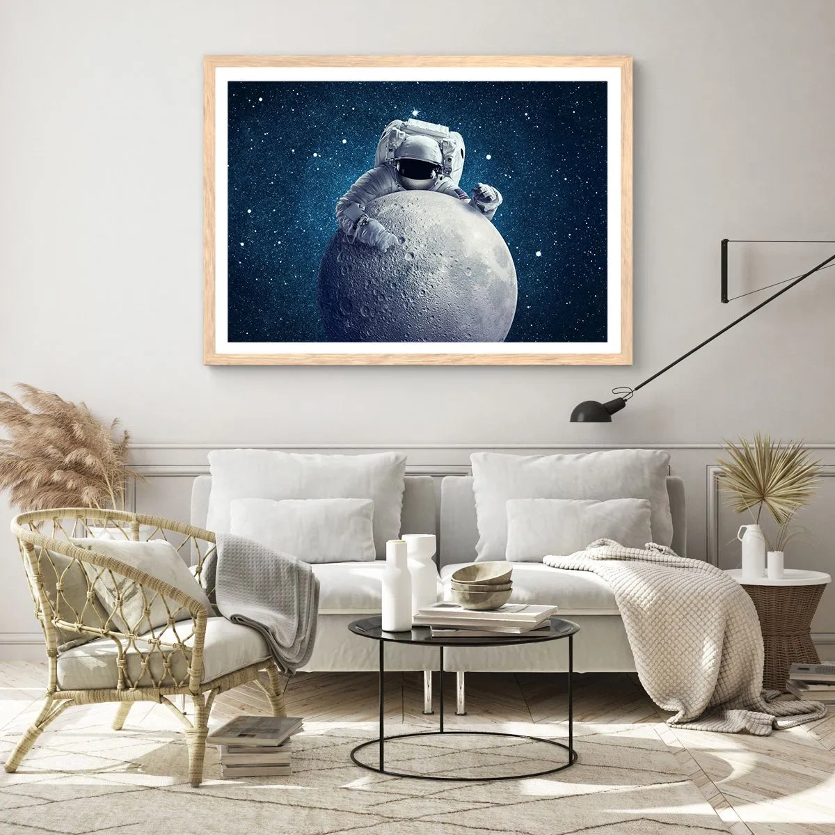 Plagát v ráme zo svetlého duba - Vesmírny vtipkár - 70x50 cm