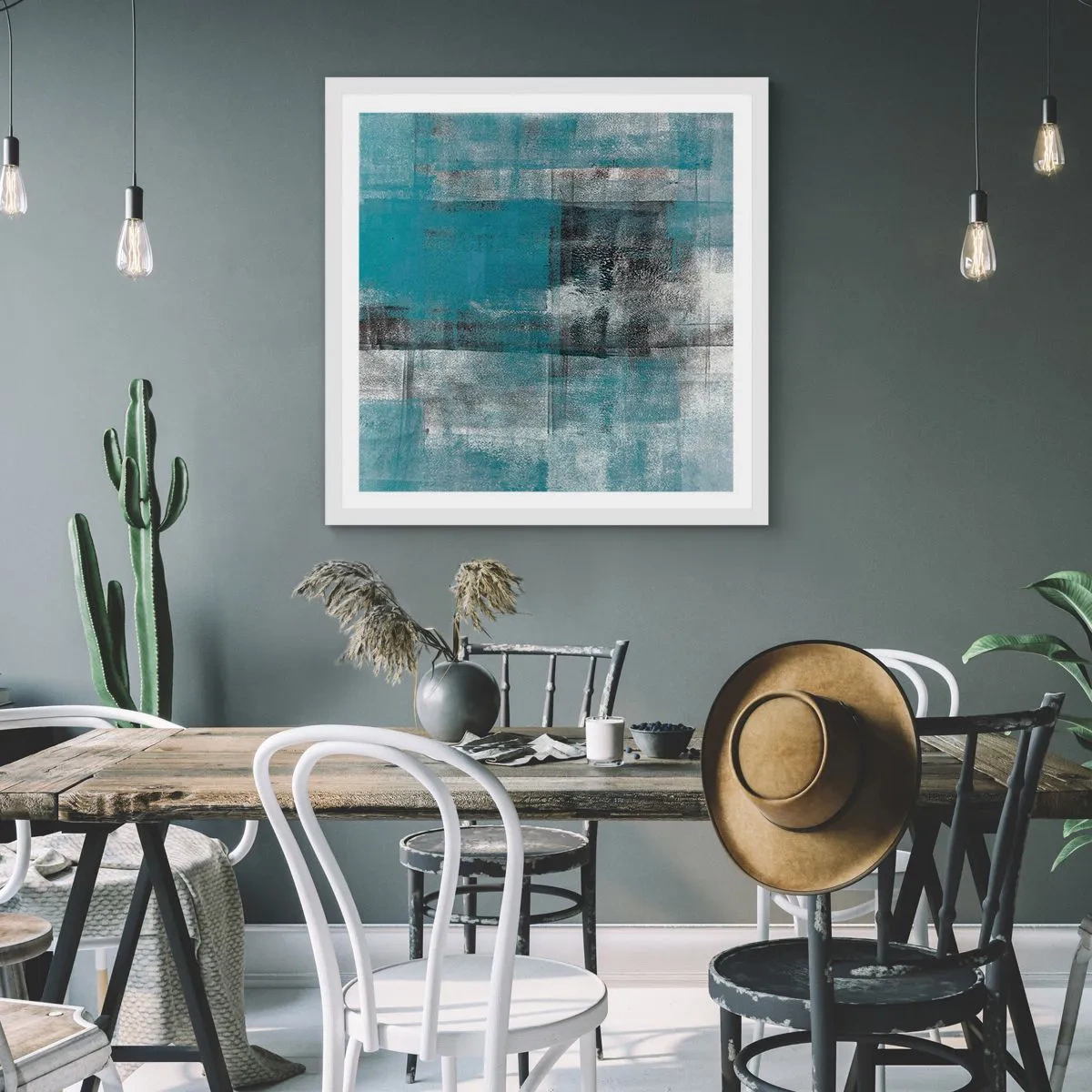 Plagát v bielom ráme - Voda a vzduch - 60x60 cm