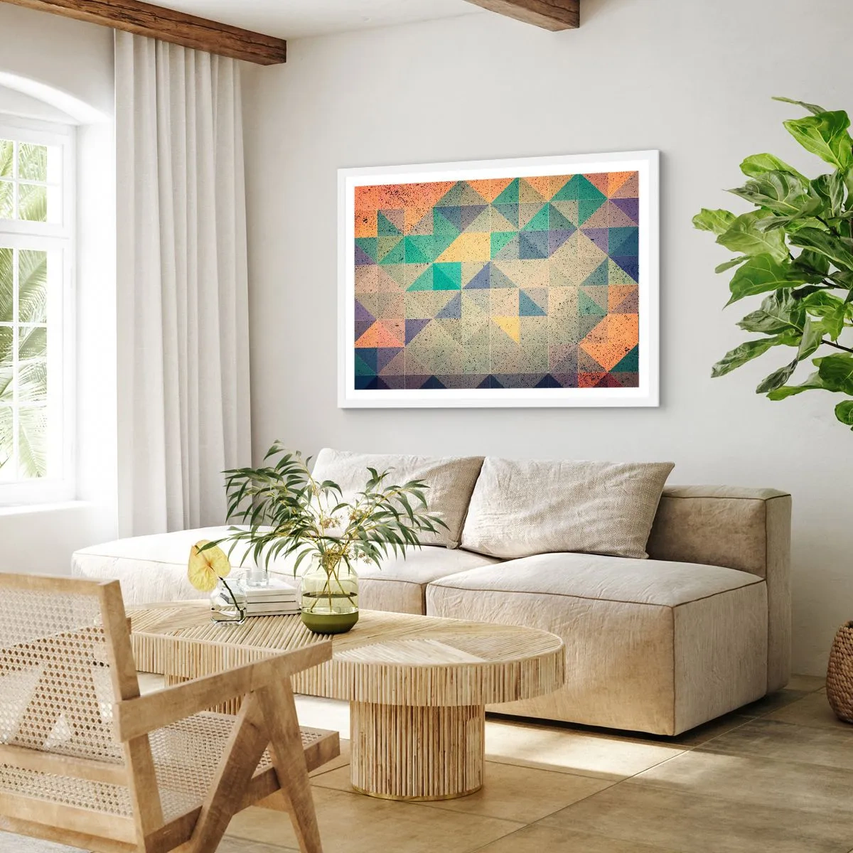 Plagát v bielom ráme - Republika trojuholníkov - 70x50 cm