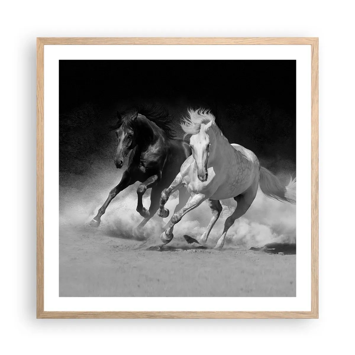 Plagát v ráme zo svetlého duba - Cval slobody - 60x60 cm