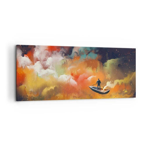 Obraz na plátne - Loďou cez galaxiu - 120x50 cm