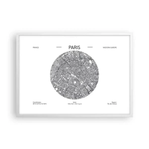 Plagát v bielom ráme - Anatómia Paríža - 70x50 cm