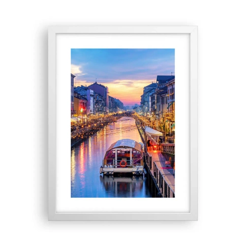 Plagát v bielom ráme - Večer plný svetla a zábavy - 30x40 cm