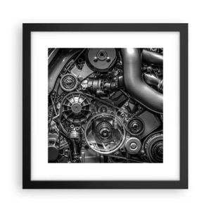 Plagát v čiernom ráme - Poézia mechaniky - 30x30 cm