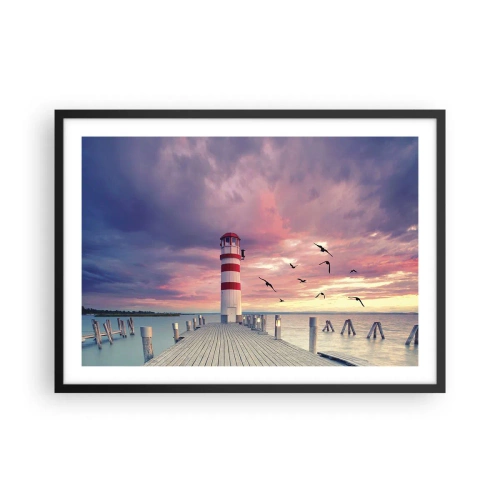 Plagát v čiernom ráme - Čas ísť do prístavu - 70x50 cm