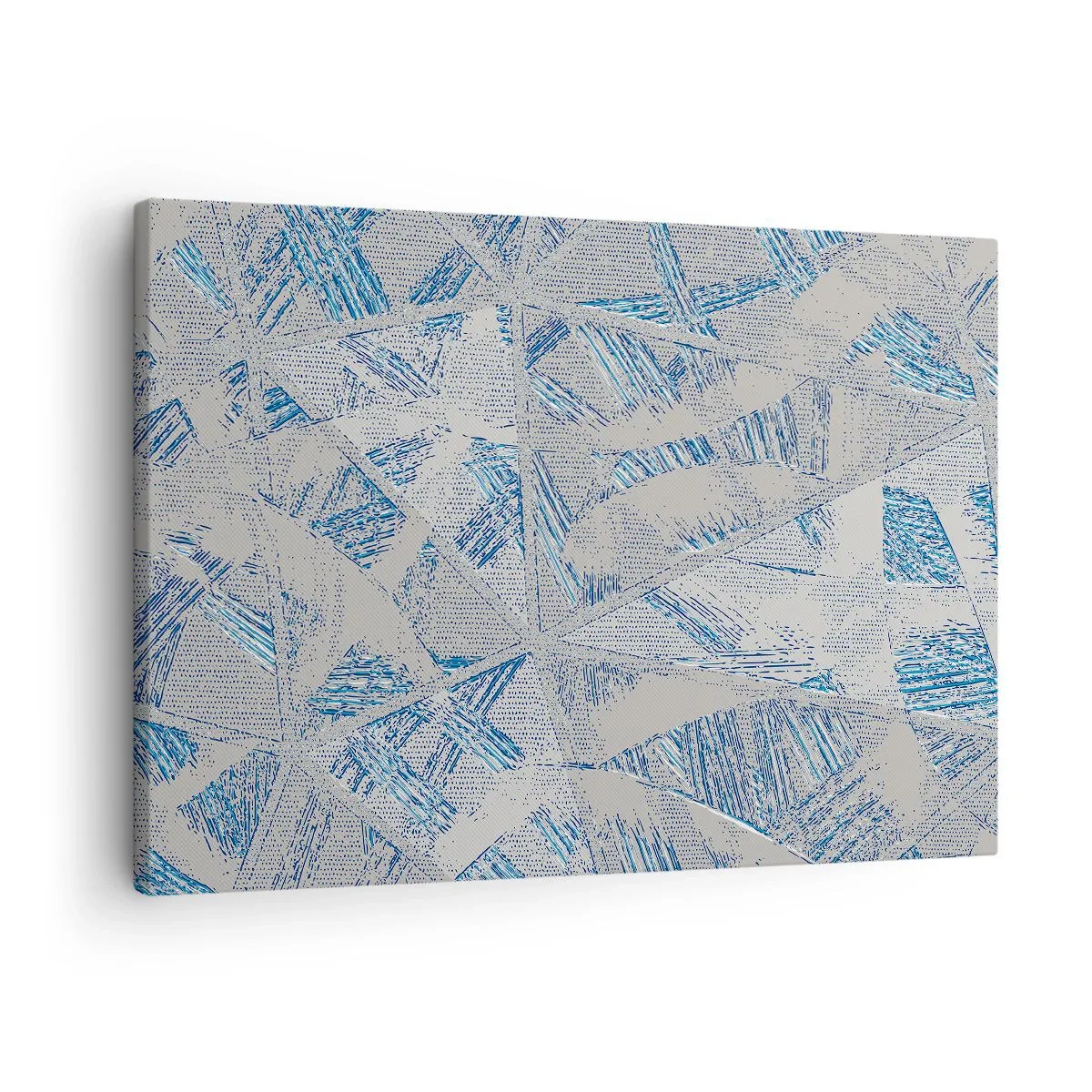 Obraz na plátne - Geometrické vzory v odtieňoch modrej a sivej - 70x50cm - V šedo-modrom labyrinte - Moderná nástenná dekorácia do obývacej izby a spálne ARTTOR