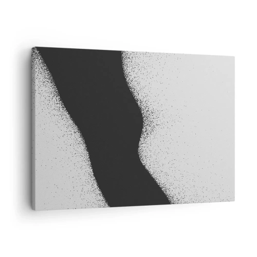 Obraz na plátne - Abstraktný čiernobiely vzor s jemnými bodkami na plátne - 70x50cm - Plynulá rovnováha - Moderná nástenná dekorácia do obývacej izby a spálne ARTTOR