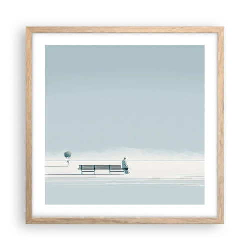 Plagát v ráme zo svetlého duba - Áno, čakám. - 50x50 cm