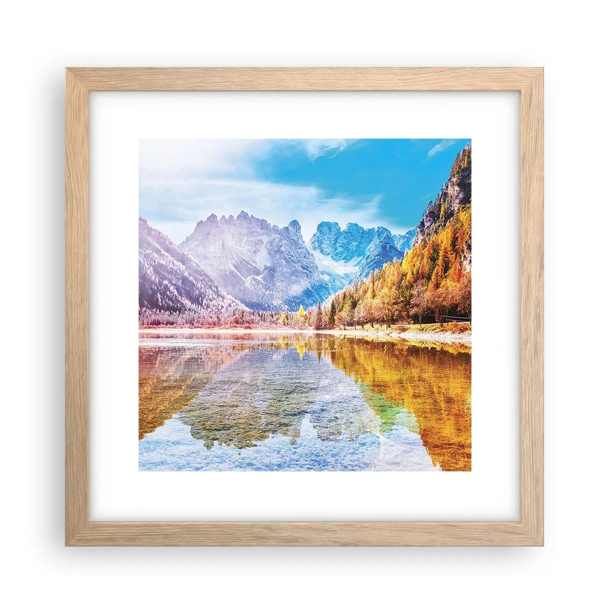 Plagát v ráme zo svetlého duba - A v horách už je jeseň - 30x30 cm
