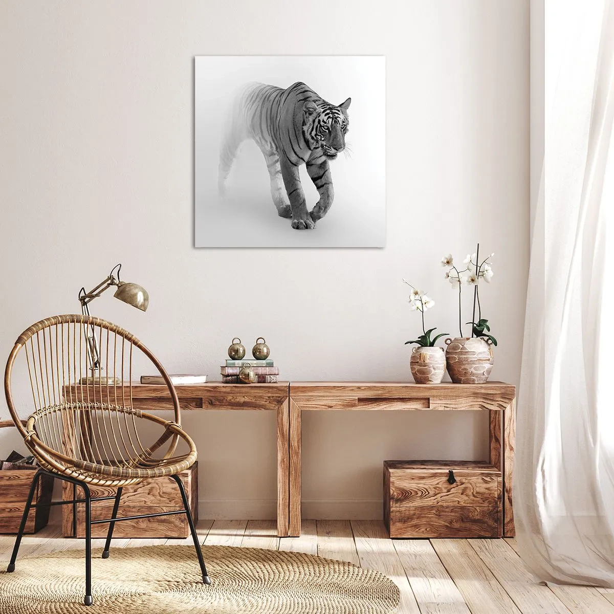 Obraz na plátne - Prikrčený v hmle - 70x70 cm