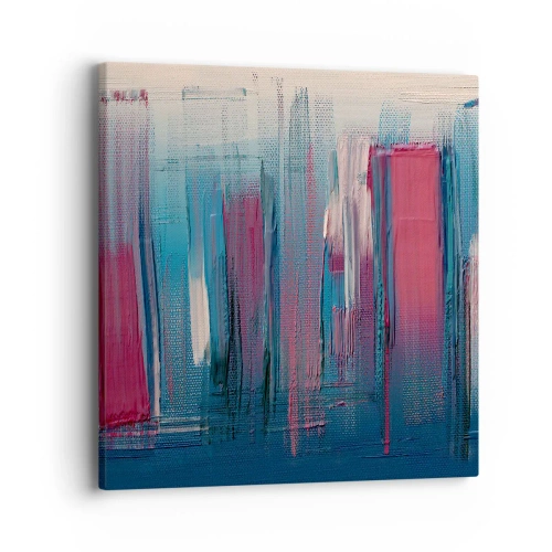 Obraz na plátne - Vertikálna kompozícia v modrej a červenej - 40x40 cm