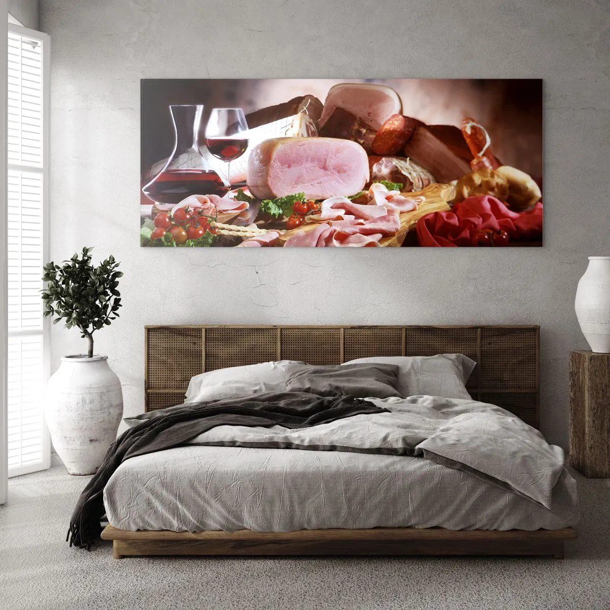 Obraz na skle - Kulinárne snívanie s karafou - 100x40 cm