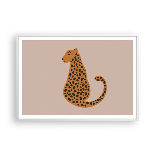 Plagát v bielom ráme - Leopardný vzor je v móde - 100x70 cm