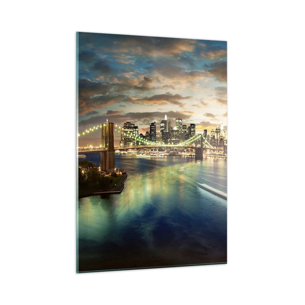Obraz na skle - Žiarivý večer nad Manhattanom - 50x70 cm