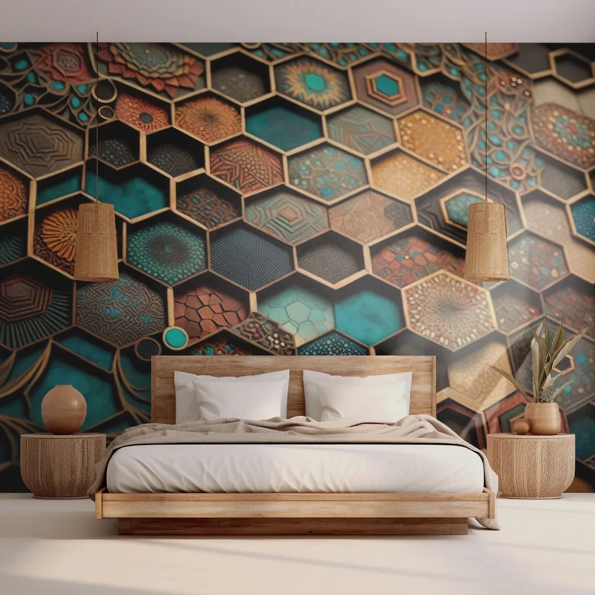 Fototapeta Premium Sand - Arabské ornamenty – variácia - Kocka, Mozaika, Vzor - 100x70 cm
