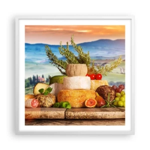 Plagát v bielom ráme - Talianska radosť zo života - 60x60 cm