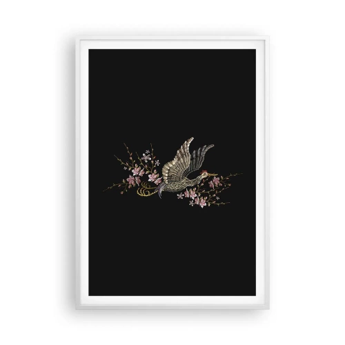 Plagát v bielom ráme - Exotický vyšívaný vták - 70x100 cm