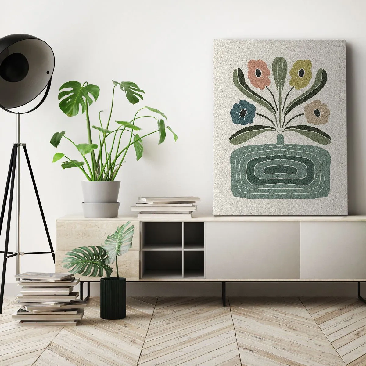 Obraz na plátne - Symetrická kytica - 55x100 cm