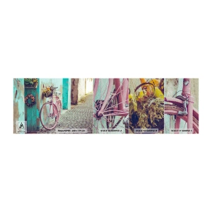 Vzorka fototapety Premium Sand - Hneď sa vrátim - Bicykel, Architektúra, Kvety - 100x30 cm