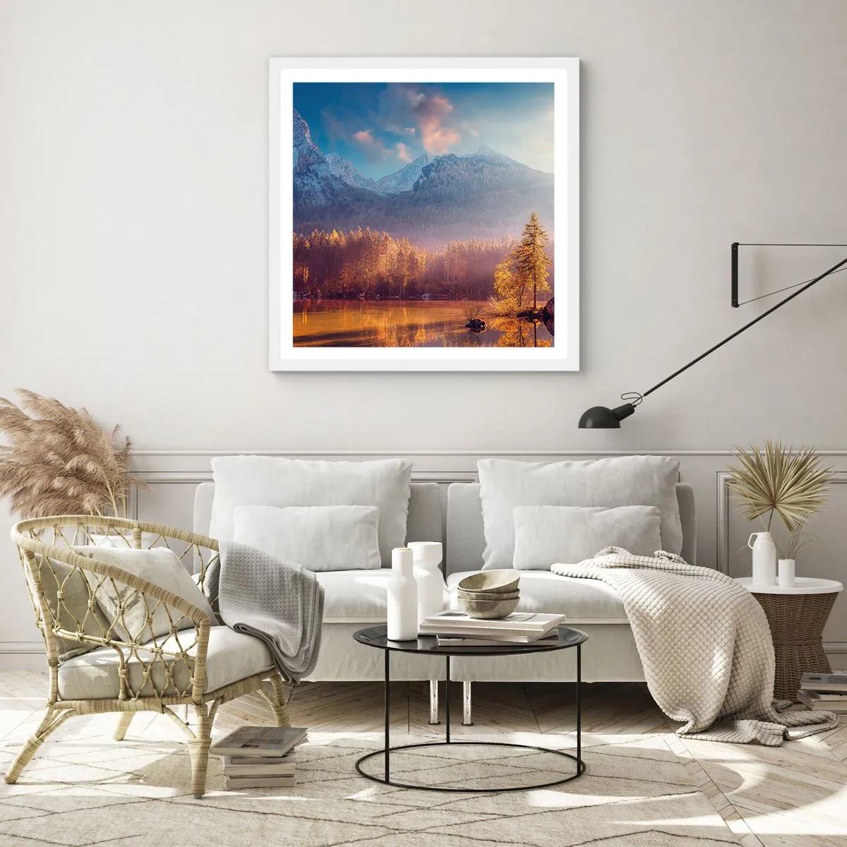 Plagát v bielom ráme - V horách a údoliach - 30x30 cm