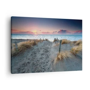 Obraz na plátne - Cesta vedúca na pláž pri západe slnka - 70x50cm - Šiel by som s tebou na kraj světa… - Moderná nástenná dekorácia do obývacej izby a spálne ARTTOR